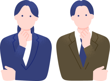 腕を組んで悩む行政書士の男女